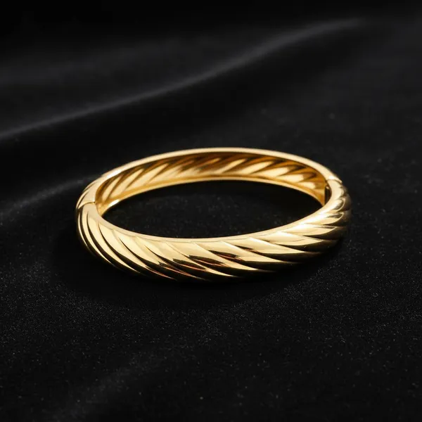 Gold_Plated_Brass_Chunky_Twisted_Rope_Bangle_Bracelet_For_Women